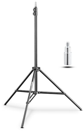 Walimex pro WT-803 Lampenstativ höhenverstellbar bis 208 cm, Lichtstativ aus Aluminium mit Tasche + Adapter, Studiostativ max. Traglast 3,5 kg, Blitzstativ für Studio und Mobil