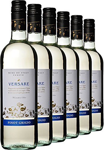 Versare Pinot Grigio Italian White Wine from Veneto - Case of 6, 75cl Bottles – Green Apple, Pear and Citrus Notes – Serve Chilled - with Seafood, Salads and Light Pasta Dishes