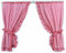LINDER 0163/6/501 Paire de Bonne Femme Carreaux Torchon Rouge Passe Tringle 75 x 160 cm
