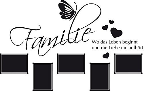 GRAZDesign Wandtattoo Fotorahmen Bilderrahmen Familie Herz Schmetterling Farbe Schwarz 90x57cm