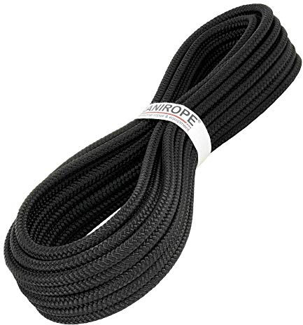 Kanirope® PP Seil Polypropylenseil MULTIBRAID 14mm 20m Farbe Schwarz (1811) 16x geflochten