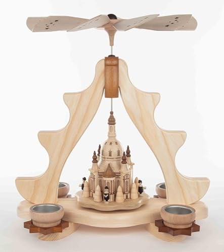Rudolphs Schatzkiste Tischpyramide Kurrende mit Frauenkirche und Teelichter HxLxB 32x20x37cm NEU Pyramide Minipyramide Holzpyramide Seiffen Erzgebirge Weihnachten Wärmespiel Lichter Figur Holz