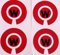 Crown Green Lawn Indoor Bowls Adhesive Lettered Coloured Marker Labels Set of 4 (Red, W)