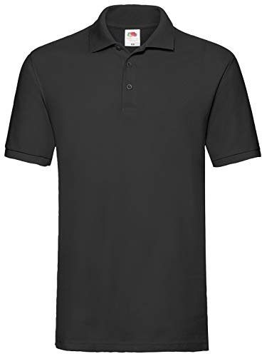 Fruit of the Loom Men's Premium Short Sleeve Polo Shirt, Black, Large