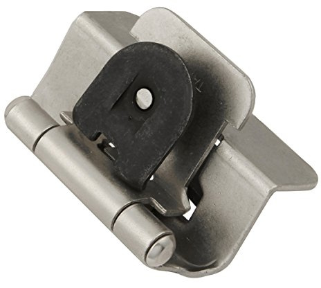 Hickory Hardware P5310-SN Double Demountable Hinge - 170° Opening Face Frame - 1/2 Inch Overlay Self-Closing Feature - Easy Installation Cabinet Screwless Mounting Satin Nickel Finish 1 Pair