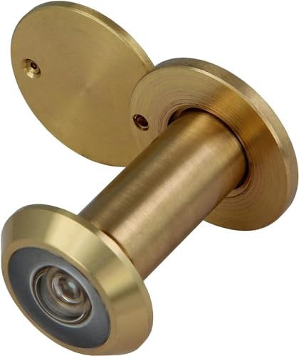 Amig - Mirilla Mod. 3 con Lente Súper Angular para Puertas Interiores y Exteriores 3-14 | Latón con Acabado Pulido | Medidas - Diámetro 14 mm | Grosor de la Puerta 35-60 mm
