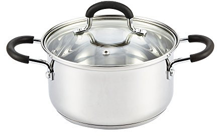 Cook N Home Stainless Steel Stock Pot with Lid 3 Quart, Cooking Sauce Pot Casserole Pan Saucier, Induction Compatible, Dishwasher Safe with Stay-Cool Handles, Silver