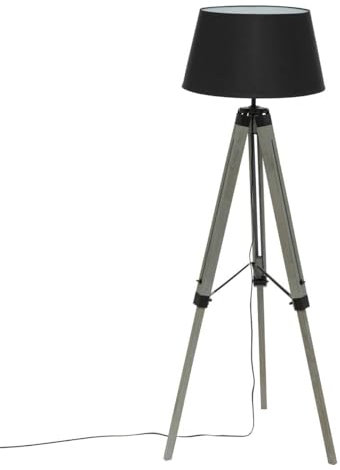 Atmosphera - Lampadaire trépied Runo - bois et noir H145 cm
