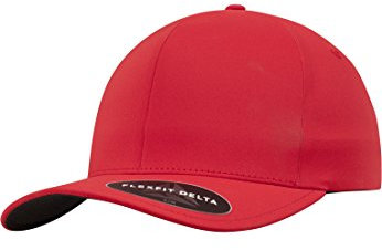 Flexfit Delta Baseball Cap, Unisex Basecap aus Polyester für Damen und Herren, ohne Naht, wasserabweisend, red, L/XL