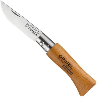 Opinel Non-Locking Carbon Steel Blade No.5 - Beech - Beech, 3.5 Cm