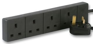 Cable-Core 10m Black 4 Gang Power Strip Extension Cord Mains Plug