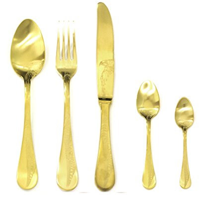 MEPRA Caccia Ice Oro Servizio Moka, 30 Pezzi, Acciaio Inossidabile 18/10 Cesellato
