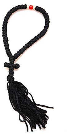 Handmade Blessed Christian Orthodox Greek Komboskoini Prayer Rope 50 Knots Black