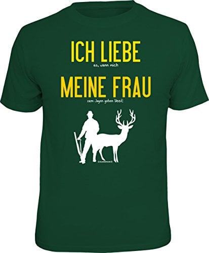 RAHMENLOS Original T-Shirt für den Jäger: Ich Liebe es, wenn Mich Meine Frau…, Grün, S