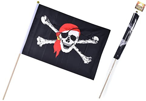 KandyToys Pirate Flag | 18 x 12 Flag On Plastic Stick | Pirate Accessories