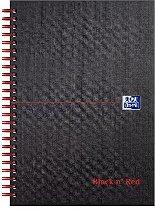 Black n 'Red Notizbuch, matt schwarz, Drahtkammbindung, liniert und perforiert. Einzeln A5 schwarz