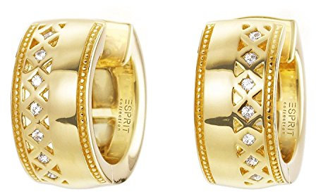 Esprit Collection Damen-Creolen Thyia 925 Silber Zirkonia weiß Brillantschliff - ELCO91670C000