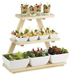 APS 13966 Buffetgestell Triangle, 53 x 21 cm, H: 50 cm, Ahorn, massiv, 3 Ebenen: 53 x 19 cm, 40 x 17,5 cm und 30 x 15 cm