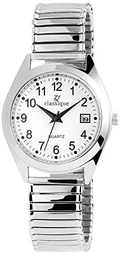 Classique Herren – Uhr Zugarmband Datumsanzeige Metall Analog Quarz 2700017 (Silberfarben/Weiß 2700017-006)