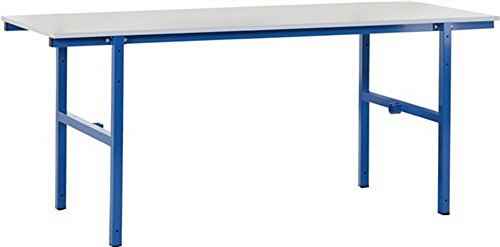 Packtisch B2000xT800xH850 mm Grundgestell blau Tischplatte grau