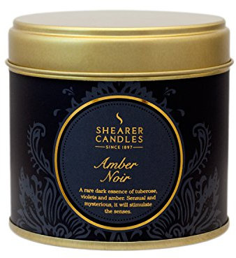 Shearer Candles Amber Noir Large Scented Gold Tin Candle, Black