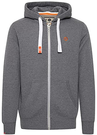 Solid SDBennZip Herren Sweatjacke Kapuzenjacke Hoodie mit Kapuze Reißverschluss Kordelzug Label-Details Baumwollmischung Regular fit, Größe:M, Farbe:Grey Melange (8236)