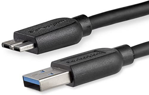 StarTech.com Câble SuperSpeed USB 3.0 slim A vers Micro B de 2 m - Cordon USB A vers Micro B - Mâle / Mâle - Noir (USB3AUB2MS)