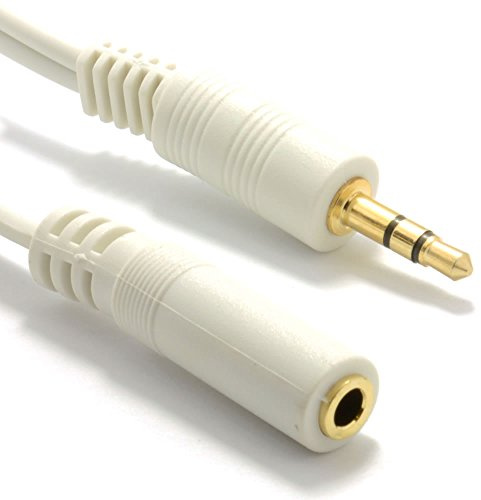 kenable 3.5mm Stereo Jack to Socket Headphone Extension GOLD Cable 15m White [15 metres]