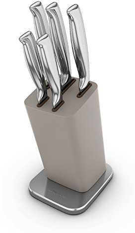 Morphy Richards 974820 Messerblock 5-teiliges Messerblock-Set Pebble, 15 x 21 x 37 cm, grau