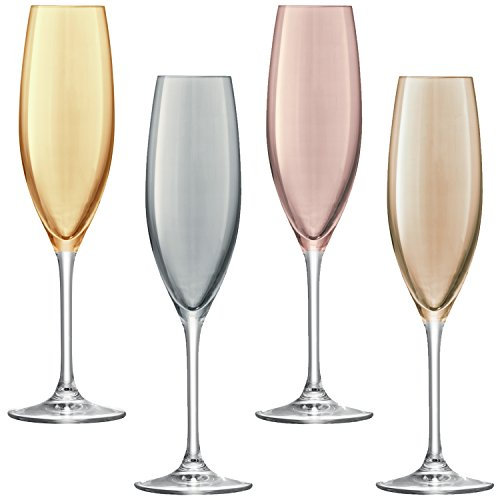LSA Polka, Glas, Sektkelch Metall Sortiert, 4 Stück (1er Pack), 4