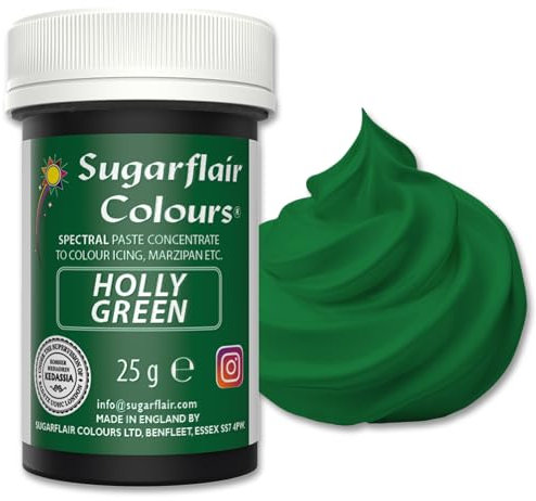 Sugarflair Food Colouring Paste Holly Green, Concentrated Spectral Food Colouring for Buttercream, Sugar Paste, Royal Icing, Cake Mixes, Macarons and More! - 25g