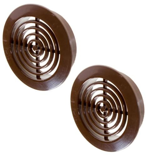 2 x Brown Mini Circle Air Vent Grille 45mm / 1.77 Pair of Round Ventilation Ducting Furniture Cover Soffit Grid T73BR