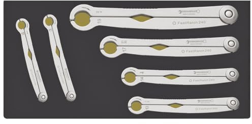 STAHLWILLE TCS 240/6 | FastRatch Ratschenschlüssel Set 6-tlg. | offener Ringschlüssel mit Ratschenfunktion, Maulschlüssel | in TCS-Schaumstoff-Einlage | Made in Germany