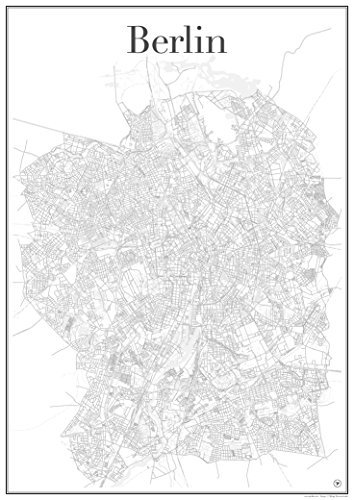 gridlines Berlin Poster - Stadtplan Plakat Staßennetz (60 cm x 84 cm) Kunstdruck