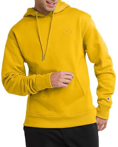 Champion Men's, Powerblend, Fleece Comfortable Hoodie, Sweatshirt (Reg. Or Big & Tall), Team Gold C Logo, L