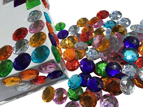CRYSTAL KING 100 Stück 16mm große runde Selbstklebende Strass-Steine Glitzersteine bunt Acrylksteine Dekosteine basteln für Kinder