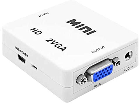OcioDual Adaptador de HDTV a VGA Convertidor Video Audio Digital Analogica 1080p Blanco para PC Ordenador Portatil Monitor TV HDTV Conversor HDTV2VGA Resolucion Full HD