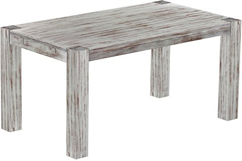 Esstisch Rio Kanto 160x90 cm Shabby Nussbaum Pinie Massivholz Größe und Farbe wählbar Esszimmertisch Küchentisch Holztisch Echtholz vorgerichtet für Ansteckplatten Tisch ausziehbar Brasilmöbel
