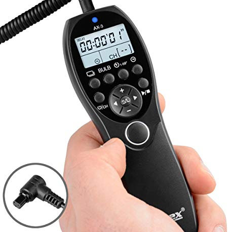 ayex Timer-Fernauslöser AX-3 Kompatibel mit Canon N3 zB EOS R5 7D 7DII 6D 6D Mark II 50D 5DII 5DIII 5D Low/High Speed Serienbilder Langzeitbelichtung Bulb sowie zeitgesteuertes Auslösen