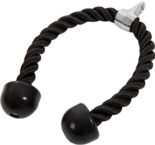 ScSPORTS® Trizepsseil - 68 cm, Nylon, Kunststoff-Endkappen, mit Drehgelenk, Schwarz - Seilzug Griff, Trizeps Tau, Bizeps Seil, Kabelzug Griffe, Trainingsseil, Fitness, Zuhause, Krafttraining
