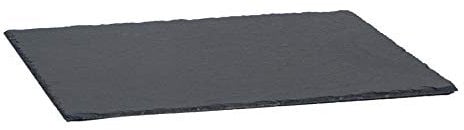 Argon Tableware Slate Serving Platter - Rectangle - 40 x 30cm - Black Natural Slate Rustic Raw Cut Serving Platter Fruit Savoury Placemat Cheese Board with Soft Padded Feet
