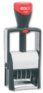 Colop 2160/RL Date Text Stamp Self-Inking Metal Frame 12 Years Imprint 41x24mm Red/Blue Ref 2331504230