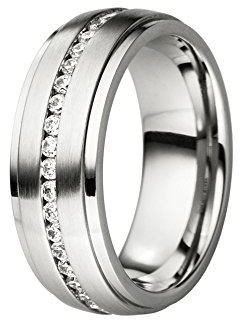 DOOSTI Partnerring/Trauring Glamour LINE mit Zirkonia Chirurgischer Edelstahl mit Gratis Gravur