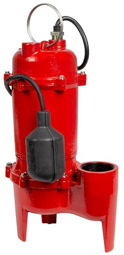 Red Lion RL-WC50TA 115 Volt, 1/2 HP, 5600 GPH Cast Iron Sewage Pump with Tethered Switch and 10-Ft. Cord, Red, 14942748