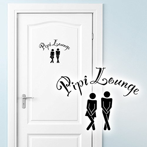 Grandora WC Türaufkleber PIPI Lounge + Mann Frau I schwarz (BxH) 17 x 13 cm I Piktogramm Badezimmer Toilette Klo Wandtattoo Sticker Wandsticker Wandaufkleber W685