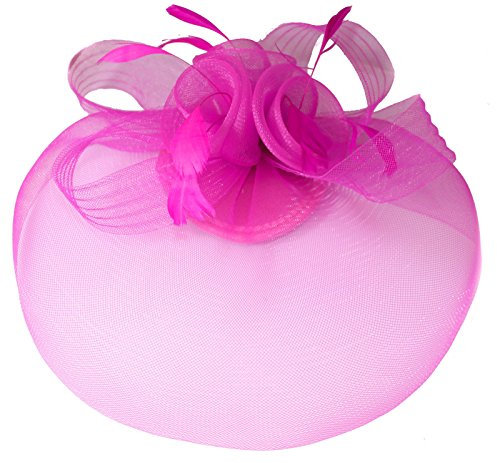 Colore: fucsia, colore: rosa acceso, colore: marrone-Cerchietto con velo-Wedding Ascot Races accessori per capelli Clip