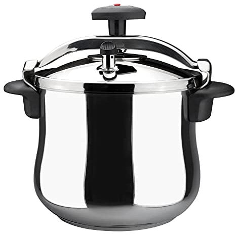 Magefesa Star Bombeada - Olla Express Tradicional 8L, Acero Inoxidable 18/10, Cocina Sana, Para Inducción, Reparto del Calor, Válvula Giratoria