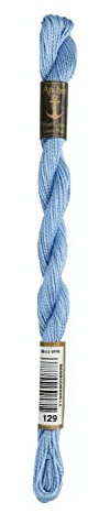 Anchor Perlgarn Stärke 5 4585000-00129 azurblau Stickgarn, 100 % Baumwolle, 5g Strängchen