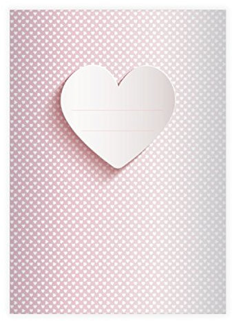 4 Romantische DIN A4 Schulhefte, Rechenhefte mit Herzen, rosa Lineatur 23 (Kariertes/rautiertes Heft)