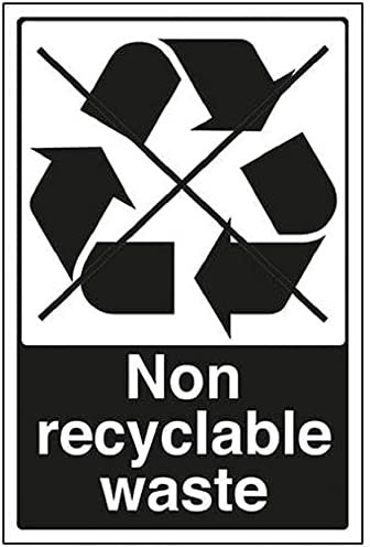 V Safety Non Recyclable Waste Recycling Sign - 200mm x 300mm - Self Adhesive Vinyl